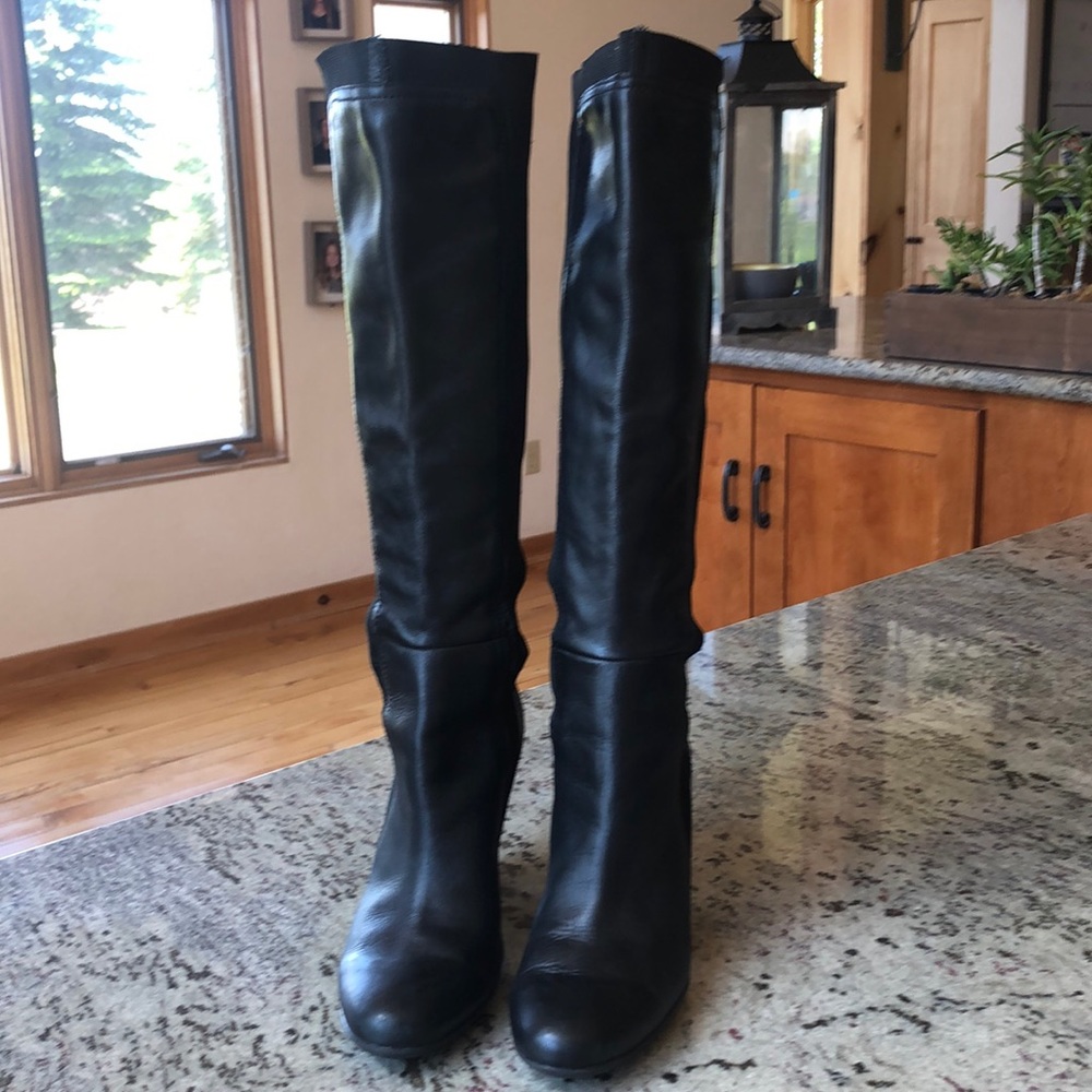 Tahari Sleek Black Knee-High Heeled Boots